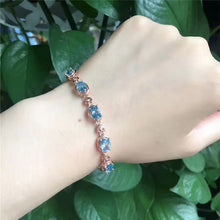 Carica l'immagine nel visualizzatore di Gallery, fine jewelry 925 Pure silver with natural blue topaz bracelet jewelry gold and silver color. qwxcvb