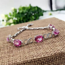 Load image into Gallery viewer, fine jewelry 925 Pure silver with natural pink topaz bracelet jewelry gold and silver color.