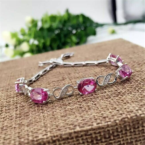 fine jewelry 925 Pure silver with natural pink topaz bracelet jewelry gold and silver color.