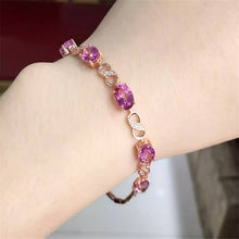 Load image into Gallery viewer, fine jewelry 925 Pure silver with natural pink topaz bracelet jewelry gold and silver color.