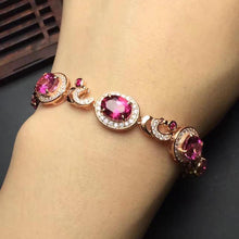 Carica l&#39;immagine nel visualizzatore di Gallery, fine jewelry 925 Silver Inlaid Natural Pink Topaz Bracelet