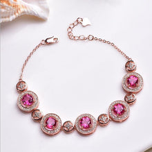 Carica l&#39;immagine nel visualizzatore di Gallery, fine jewelry 925 Silver Inlaid Natural Pink Topaz Bracelet