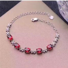 Carica l'immagine nel visualizzatore di Gallery, fine jewelry 925 pure silver inlaid with Natural Garnet Bracelet, gold and silver jewelry.AAB