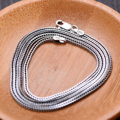 fine jewelry 925 pure silver jewelry, 80cm necklace, fox tail chain, snake bone chain, male and female ornaments penda