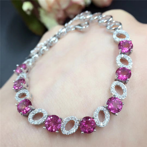 gioielleria raffinata in argento sterling 925 con bracciale in topazio rosa naturale, gioielli in oro e argento 