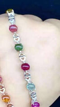 Carica l'immagine nel visualizzatore di Gallery, fine jewelry S925 inlaid natural tourmaline 8 pieces of gem women's bracelet inlaid to order wholesale.