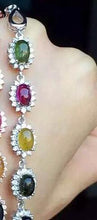 Carica l'immagine nel visualizzatore di Gallery, fine jewelry S925 pure silver bracelet natural tourmaline colorful female bracelet wholesale jewelry.