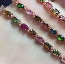 Load image into Gallery viewer, fine jewelry S925 pure silver bracelet natural tourmaline drop girl bracelet wholesale jewelry.