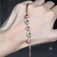 Load image into Gallery viewer, fine jewelry S925 pure silver bracelet natural tourmaline drop with zircon bracelet wholesale jewelry.