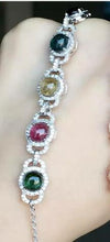 Load image into Gallery viewer, fine jewelry S925 pure silver bracelet natural tourmaline round polychromatic gem female wholesale jewelry free shippi