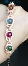 Load image into Gallery viewer, fine jewelry S925 pure silver bracelet natural tourmaline round polychromatic gem female wholesale jewelry free shippi