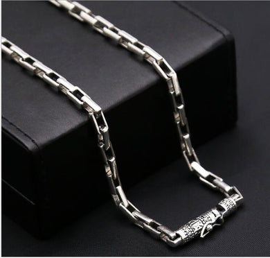 fascino affascinante con catena quadrata in argento puro tae di alta gioielleria S925 con collana di minerale grossolano con catena a scatola retrò da uomo da 5,0 mm. 