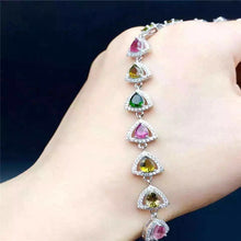Load image into Gallery viewer, fine jewelry S925 sterling silver bracelet natural tourmaline triangle gem female bracelet wholesale jewelry free ship