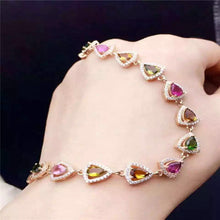 Load image into Gallery viewer, fine jewelry S925 sterling silver bracelet natural tourmaline triangle gem female bracelet wholesale jewelry free ship