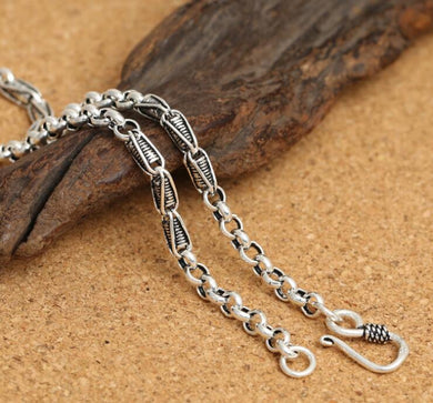 fine jewelry S925 sterling silver men's classic retro Thai silver 4.0 mm corset necklace.