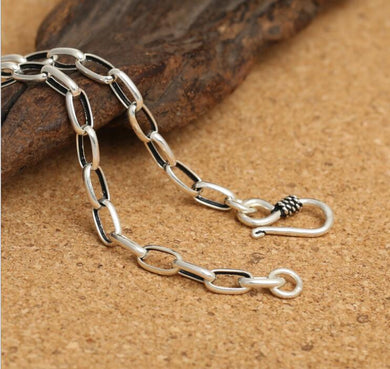 fine jewelry S925 sterling silver men's classic retro silver 4m egg buckle necklace.