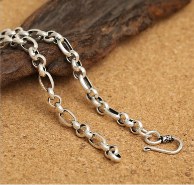 fine jewelry S925 sterling silver men's classic retro silver 5mm egg round necklace.