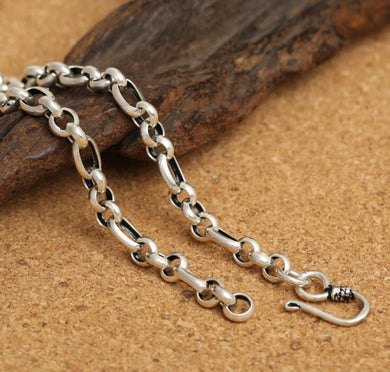fine jewelry S925 sterling silver men's classic silver 6mm round necklace.