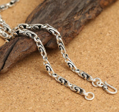 fine jewelry S925 sterling silver men's classic vintage silver 4m small swirl necklace.