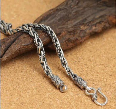 collana twist in argento antico da 4 mm con personalità in argento sterling S925 di gioielleria raffinata, stile classico da uomo. 