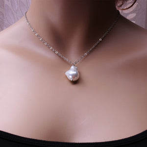 Fashion 2 Layers Pearls Geometric Pendants Necklaces For Women Gold Metal Snake Chain Necklace New Design Jewelry Gift