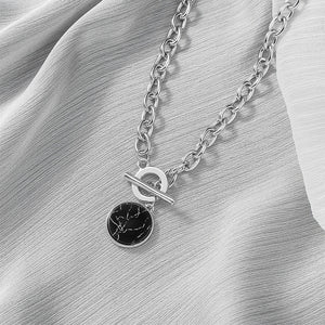 Minimalist Casual Neck Chain Necklaces for Women Round Marble Pendants Hiphop Female Fashion Jewelry Necklace Naszyjnik