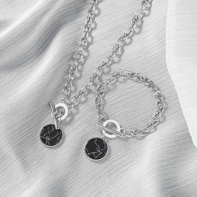 Minimalist Casual Neck Chain Necklaces for Women Round Marble Pendants Hiphop Female Fashion Jewelry Necklace Naszyjnik