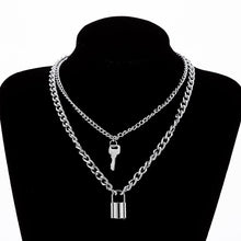 Load image into Gallery viewer, Multilayer Lock Chain Necklace Punk 2020 Padlock Key Pendant Necklace Women Girl Fashion Gothic Party Jewelry