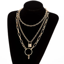Load image into Gallery viewer, Multilayer Lock Chain Necklace Punk 2020 Padlock Key Pendant Necklace Women Girl Fashion Gothic Party Jewelry
