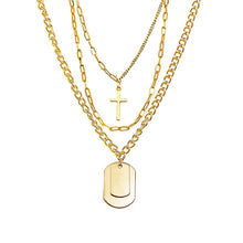 Load image into Gallery viewer, Multilayers Punk Chains Cross Necklace Couple Fashion Street Hip Hop Geometric Metal Pendant Necklaces for Women