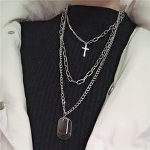 Load image into Gallery viewer, Multilayers Punk Chains Cross Necklace Couple Fashion Street Hip Hop Geometric Metal Pendant Necklaces for Women