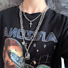 Load image into Gallery viewer, Multilayers Punk Chains Cross Necklace Couple Fashion Street Hip Hop Geometric Metal Pendant Necklaces for Women