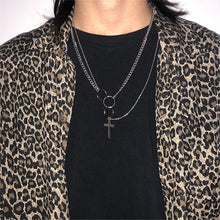 Load image into Gallery viewer, Multilayers Punk Chains Cross Necklace Couple Fashion Street Hip Hop Geometric Metal Pendant Necklaces for Women