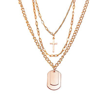 Load image into Gallery viewer, Multilayers Punk Chains Cross Necklace Couple Fashion Street Hip Hop Geometric Metal Pendant Necklaces for Women