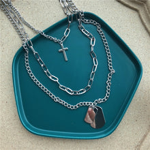 Load image into Gallery viewer, Multilayers Punk Chains Cross Necklace Couple Fashion Street Hip Hop Geometric Metal Pendant Necklaces for Women