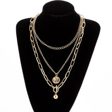 Load image into Gallery viewer, Multilayers Punk Chains Cross Necklace Couple Fashion Street Hip Hop Geometric Metal Pendant Necklaces for Women