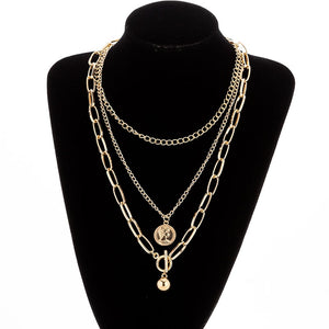 Multilayers Punk Chains Cross Necklace Couple Fashion Street Hip Hop Geometric Metal Pendant Necklaces for Women