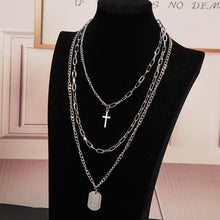 Load image into Gallery viewer, Multilayers Punk Chains Cross Necklace Couple Fashion Street Hip Hop Geometric Metal Pendant Necklaces for Women