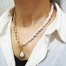Load image into Gallery viewer, Vintage Baroque Irregular Pearl Lock Chains Necklace 2020 Geometric Aangel Pendant Love Necklaces for Women Punk Jewelry
