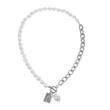 Load image into Gallery viewer, Vintage Baroque Irregular Pearl Lock Chains Necklace 2020 Geometric Aangel Pendant Love Necklaces for Women Punk Jewelry