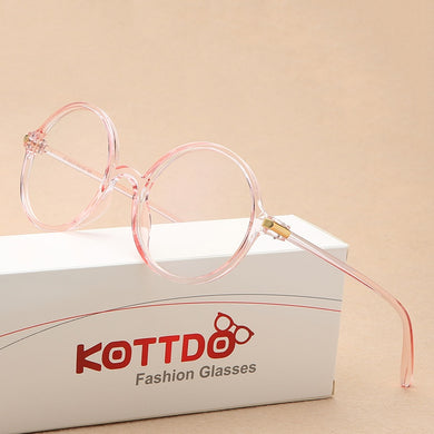 KOTTDO 2023 Student Cute Round Glasses Frame Literary Retro Eye Glasses Frames Transparent Pink Glasses Frame for Men