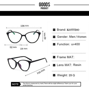 KOTTDO Cat Eye Women Eyeglasses Men Myopia Optical Glasses Frame Computer Eye Glasses Transparent Spectacle Eyewear