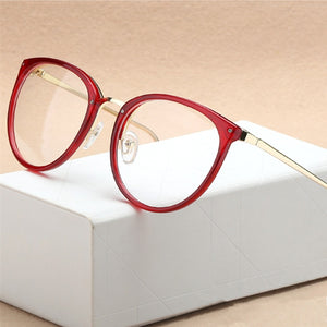 Retro Women Eyeglasses Cat Eye Metal Full Glasses Frame Optical Spectacles Round Vintage Eye Glasses