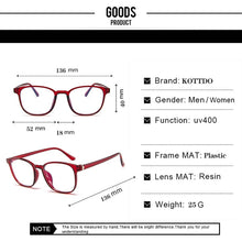 Carica l&#39;immagine nel visualizzatore di Gallery, KOTTDO Retro Mens Glasses Frame  Computer Eyeglasses Frame Women Anti-blue Light Transparent Clear Pink Plastic Frame