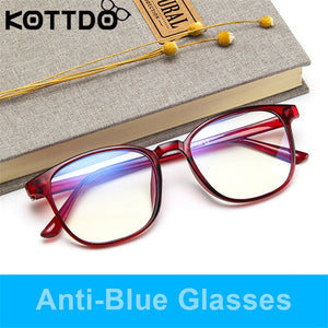 KOTTDO Retro Mens Glasses Frame  Computer Eyeglasses Frame Women Anti-blue Light Transparent Clear Pink Plastic Frame