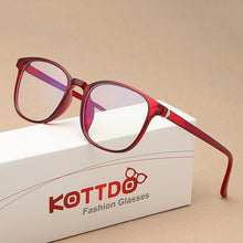 Carica l&#39;immagine nel visualizzatore di Gallery, KOTTDO Retro Mens Glasses Frame  Computer Eyeglasses Frame Women Anti-blue Light Transparent Clear Pink Plastic Frame