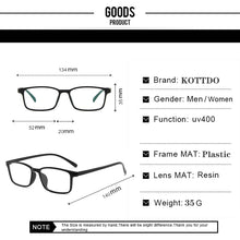 Load image into Gallery viewer, KOTTDO Vintage Square Prescription Eye Glasses Frames for Men Classic Plastic Women Eyeglasses Frames Oculos De Grau