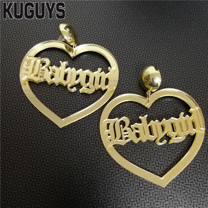 Fashion Jewelry Oorbellen Acrylic Gold Letter Heart Earrings for Women Pendientes HipHop Large Drop Earring DS DJ Brincos