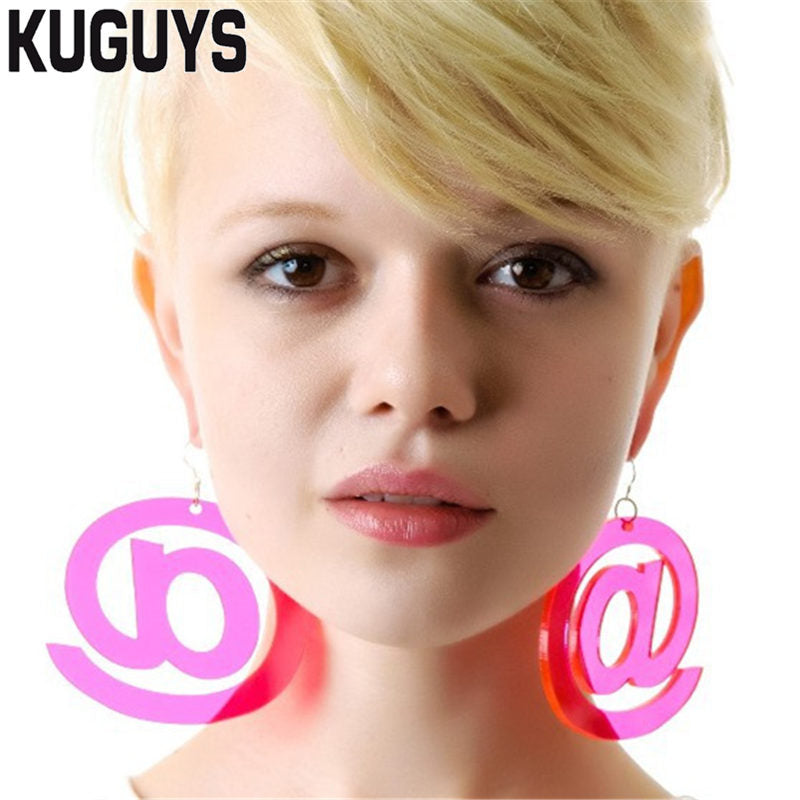 Fashion Jewelry Oorbellen Acrylic Neon Hot Pink Round Earrings for Women Pendientes HipHop Big Drop Earring DJ DS Brincos