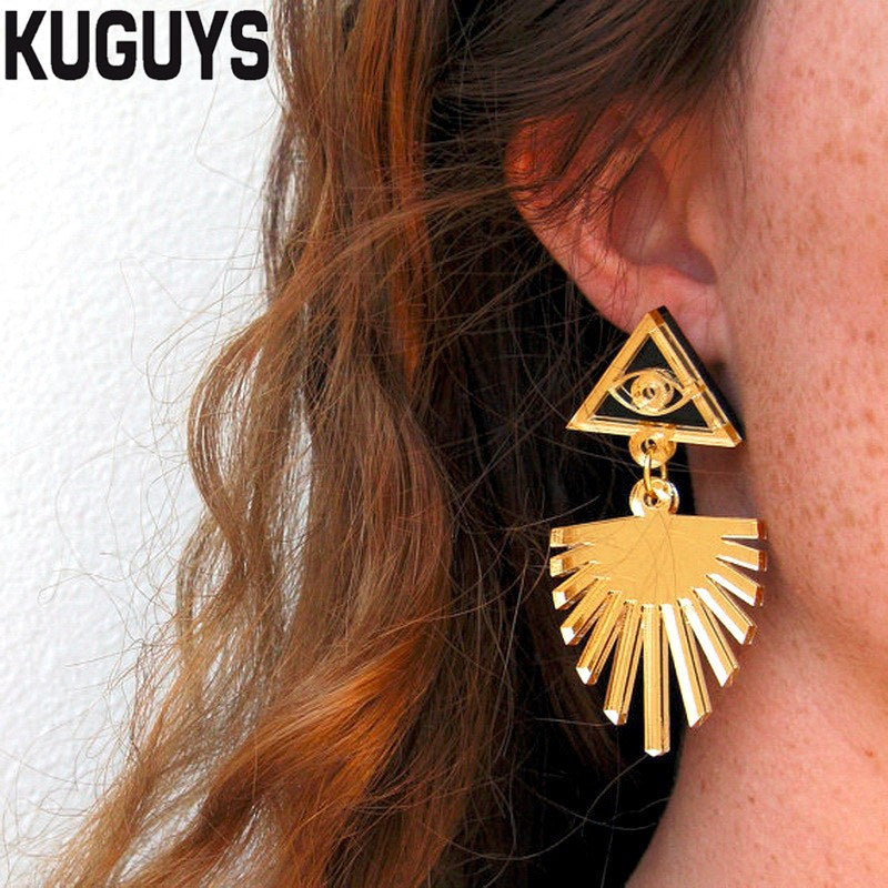 Hyperbole Geometric Earrings for Women Fashion Oorbellen Womans Pendientes Gold Eye Big Stud Earring Boho DJ DS Brincos